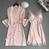 sexy femmes rayonne kimono peignoir blanc mariée demoiselle d'honneur robe de mariée ensemble dentelle garniture vêtements de nuit décontracté maison vêtements de nuit