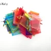 chaud 1000 pcs/lot 5x7 7x9 9x12 10x15 cm cordon organza sac de mariage fête de noël cadeau sacs faveur bijoux emballage sacs pochette