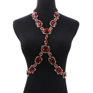 2025 nouvelle mode grande chaîne de taille en verre chaînes de corps collier bijoux femmes déclaration indienne longue cristal strass collier