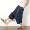 short de samouraï japonais en coton et lin pour homme, sarouel, hakama, 5 couleurs, grande taille, Été