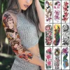 Grand bras manches tatouage japonais Geisha serpent imperméable temporaire Tatto autocollant Lotus paon fille Tatoo Art corporel femmes