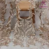 la belleza tissu en dentelle pour robe de mariée, beige, blanc cassé, noir, polyester sur maille, aviation lourde, 1 yard, 51 "de largeur