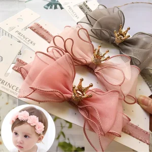 Fleur bébé bandeau dentelle arcs couronne enfants bébé fille bandeaux Turban élastique princesse bandeau Haarband bébé cheveux accessoires