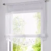rideau romain brodé à impression florale, rideaux de fenêtre transparents pour cuisine, salon, panneau de criblage en voile avec ceintures en ruban
