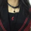 collier japonais sweet lolita pour femme, tour de cou gothique punk pour fille, collier lapin, carillon sexy, noir foncé, cadeau bijoux
