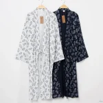 Ensemble Kimono Cardigan surdimensionné de Style japonais, vêtements de nuit pour hommes, peignoir en coton, confortable pour la maison, vêtements de nuit quotidiens décontractés