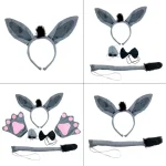 Ensemble de gants de queue antarctique pour adultes, bande de sauna, cerceau de cheveux, cosplay d&rsquo;Halloween, bande d&rsquo;animaux de dessin animé, festival, fête