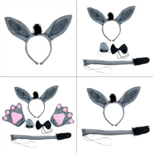 Ensemble de gants de queue antarctique pour adultes, bande de sauna, cerceau de cheveux, cosplay d&rsquo;Halloween, bande d&rsquo;animaux de dessin animé, festival, fête