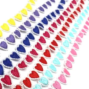 Garniture de dentelle de coeur coloré, dentelle de mariage brodée, bricolage, patchwork fait main, ruban, fournitures de couture, artisanat, H690 Garniture de dentelle de coeur coloré, dentelle de mariage brodée, bricolage, patchwork fait main, ruban, fournitures de couture, artisanat, H690