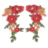 1 paire de patchs en dentelle à fleurs rouges, motif de dentelle brodée pour la couture de tissu en dentelle pour scrapbooking