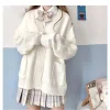 cardigan surdimensionné en tricot doux et mignon pour femme, pull de couleur unie, style preppy, nouvelle collection, offre spéciale, zy5208