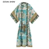 Kimono bohème imprimé paon fleur, col en V, longue chemise ethnique laçage avec ceintures, Long Cardigan BOHO, nœud papillon Kimono bohème imprimé paon fleur, col en V, longue chemise ethnique laçage avec ceintures, Long Cardigan BOHO, nœud papillon