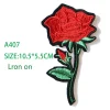 rose avec feuilles d'amour, patchs brodés au fer, pour vêtements, bricolage, rayures, autocollant patchwork, badges à fleurs personnalisés