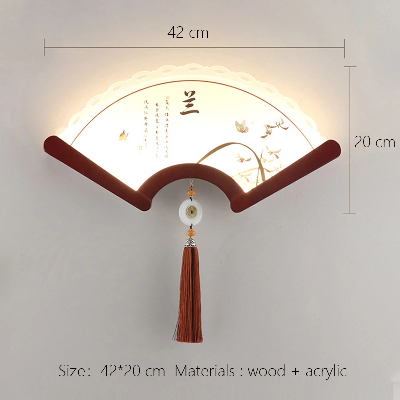 applique murale led en bois en forme d'éventail, applique murale japonaise rétro, porche chinois, salon, loft décoratif, allée de chambre applique murale led en bois en forme d'éventail, applique murale japonaise rétro, porche chinois, salon, loft décoratif, allée de chambre
