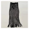 cover ups de bikini au crochet fait à la main pour femmes, coupe à pampilles, jupe longue, ensembles de trois pièces, maille, robe de maillot de bain en macramé imbibé