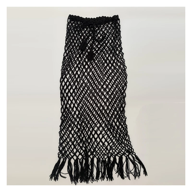 cover ups de bikini au crochet fait à la main pour femmes, coupe à pampilles, jupe longue, ensembles de trois pièces, maille, robe de maillot de bain en macramé imbibé cover ups de bikini au crochet fait à la main pour femmes, coupe à pampilles, jupe longue, ensembles de trois pièces, maille, robe de maillot de bain en macramé imbibé