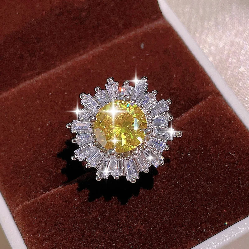 ensemble de bijoux en zircon pour femmes, diamant complet, jaune aaaa brillant, collier, bague, boucles d'oreilles, bijoux de mariée, 925 ensemble de bijoux en zircon pour femmes, diamant complet, jaune aaaa brillant, collier, bague, boucles d'oreilles, bijoux de mariée, 925