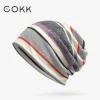 cokk – bonnet en coton pour hommes, turban skullies, couvre chef à rayures, tricot, décontracté