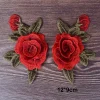 1 paire de patchs en dentelle à fleurs rouges, motif de dentelle brodée pour la couture de tissu en dentelle pour scrapbooking