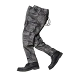 FJMen-Pantalon en cuir de vachette véritable, optique naturelle, dispositif de protection supplémentaire, style vintage, gris, hiver FJMen-Pantalon en cuir de vachette véritable, optique naturelle, dispositif de protection supplémentaire, style vintage, gris, hiver