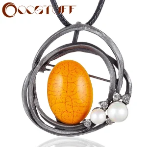 Long collier vintage pour femme, perles de pierre orange, mode K-pop, bijoux ras du cou suspendus, PmoteEquiGoth, produits tendance