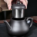 Yixing-Théière en argile violette, théière de grande capacité, pot unique avec filtre intégré en acier inoxydable, service à thé Kungfu domestique