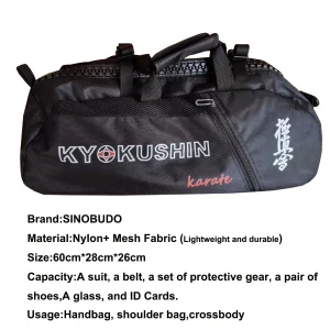 Sac Kyokushin de qualité pour l’entraînement, sac d’équipement de karaté professionnel, sac à main léger, sacs à dos multifonctions étanches Sac Kyokushin de qualité pour l’entraînement, sac d’équipement de karaté professionnel, sac à main léger, sacs à dos multifonctions étanches