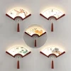 Applique murale LED en bois en forme d’éventail, applique murale japonaise rétro, porche chinois, salon, loft décoratif, allée de chambre Applique murale LED en bois en forme d’éventail, applique murale japonaise rétro, porche chinois, salon, loft décoratif, allée de chambre