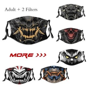 Masque de samouraï pour adultes, nouveau modèle de masque universel lavable avec filtres pm2, 5, avengers Lord Mascarilla