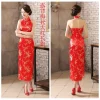 qipao robe longue en satin de prune pour femme, costume national chinois, tenue Élégante, style vintage, à col licou, socialite