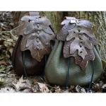 Sac de ceinture de taille médiéval européen, sac de ceinture en cuir à motif de feuille pour femmes, sacs de poche Vintage Pixie elfe Viking, accessoire de Costume