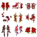 1 paire de patchs en dentelle à fleurs rouges, motif de dentelle brodée pour la couture de tissu en dentelle pour Scrapbooking 1 paire de patchs en dentelle à fleurs rouges, motif de dentelle brodée pour la couture de tissu en dentelle pour Scrapbooking