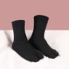 5 paires homme deux orteils tabi chaussettes coton japonais kimono sandale samouraï ninja geta chaussette solide noir affaires décontracté 2 doigts chaussette