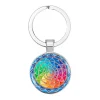 bijoux à la mode indien sanskrit om symbole, porte clés ohm om aum bouddha lotus en argent plaqué fleur de vie mandala, anneau en verre d'art