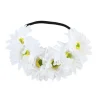 couronne de tournesol style boho, accessoire de décoration pour cheveux, festivals de mariage, bandeau floral avec ruban élastique réglable, marguerite