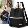 sac à dos oxford décontracté pour femmes, fourre tout d'école en nylon imperméable noir pour adolescentes de bonne qualité, fourre tout de voyage à la mode