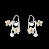 Boucles d&rsquo;oreilles clip en argent sans fleur pour femmes et filles, mini niche florale, manchette compacte, bijoux fins élégants, nouveau document, 2025
