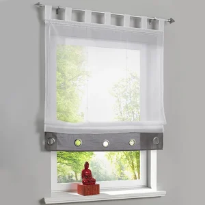 Rideau de fenêtre transparent pour cuisine et salon, panneau de criblage Tyys, ruban environnemental, romain, café, 1 pièce par lot