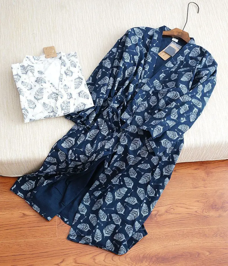ensemble kimono cardigan surdimensionné de style japonais, vêtements de nuit pour hommes, peignoir en coton, confortable pour la maison, vêtements de nuit quotidiens décontractés ensemble kimono cardigan surdimensionné de style japonais, vêtements de nuit pour hommes, peignoir en coton, confortable pour la maison, vêtements de nuit quotidiens décontractés
