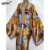 kimono imprimé à manches longues pour femmes, cardigan, blouse ample, décontracté, plage, chemise, kimono, robe sexy