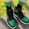 chaussettes en coton vert pour hommes et femmes, marée d'automne, épissage, aj stocks, hip hop street sports, nouveau, boîte de 3 paires