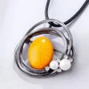 long collier vintage pour femme, perles de pierre orange, mode k pop, bijoux ras du cou suspendus, pmoteequigoth, produits tendance