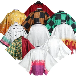 Kamado Tanjirou brocart Cosplay Cape Kochou Shinobu Rengoku Kyoujurou Tomioka Giyuu Haori Yukata décontracté Kimono Cape