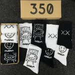 Chaussettes mi-tube respirantes en coton pour hommes, motif de dessin animé japonais, style hip hop, chaussettes de planche à roulettes, chaussettes longues et douces, boîte de 4 paires