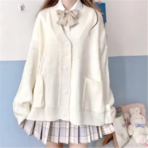 Cardigan Surdimensionné en Tricot Doux et Mignon pour Femme, Pull de Couleur Unie, Style Preppy, Nouvelle Collection, Offre Spéciale, ZY5208