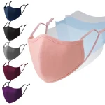 Masque buccal réutilisable en coton, couleur unie, rose, noir, anti-poussière, unisexe, coupe-vent, filtre en tissu lavable