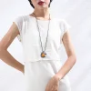 long collier vintage pour femme, perles de pierre orange, mode k pop, bijoux ras du cou suspendus, pmoteequigoth, produits tendance