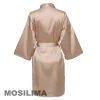 robe de mariée d'équipe de fête de mariage avec lettres noires, pyjama kimono en satin, peignoir de demoiselle d'honneur sp2000