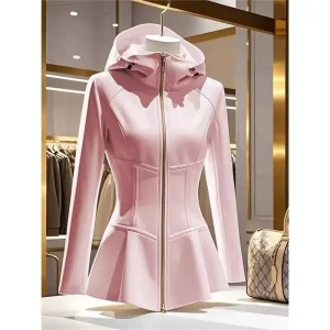 Mode coréenne nouveau hauts courts à capuche fermeture éclair à manches longues rose Vintage manteau à capuche vestes pour femmes sport 2025 printemps automne