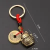 porte clés de voiture chat porte bonheur vintage pur fait à la main, porte bonheur cinq empereurs, pièces de monnaie feng shui, porte clés porte bonheur solide, 1 pièce